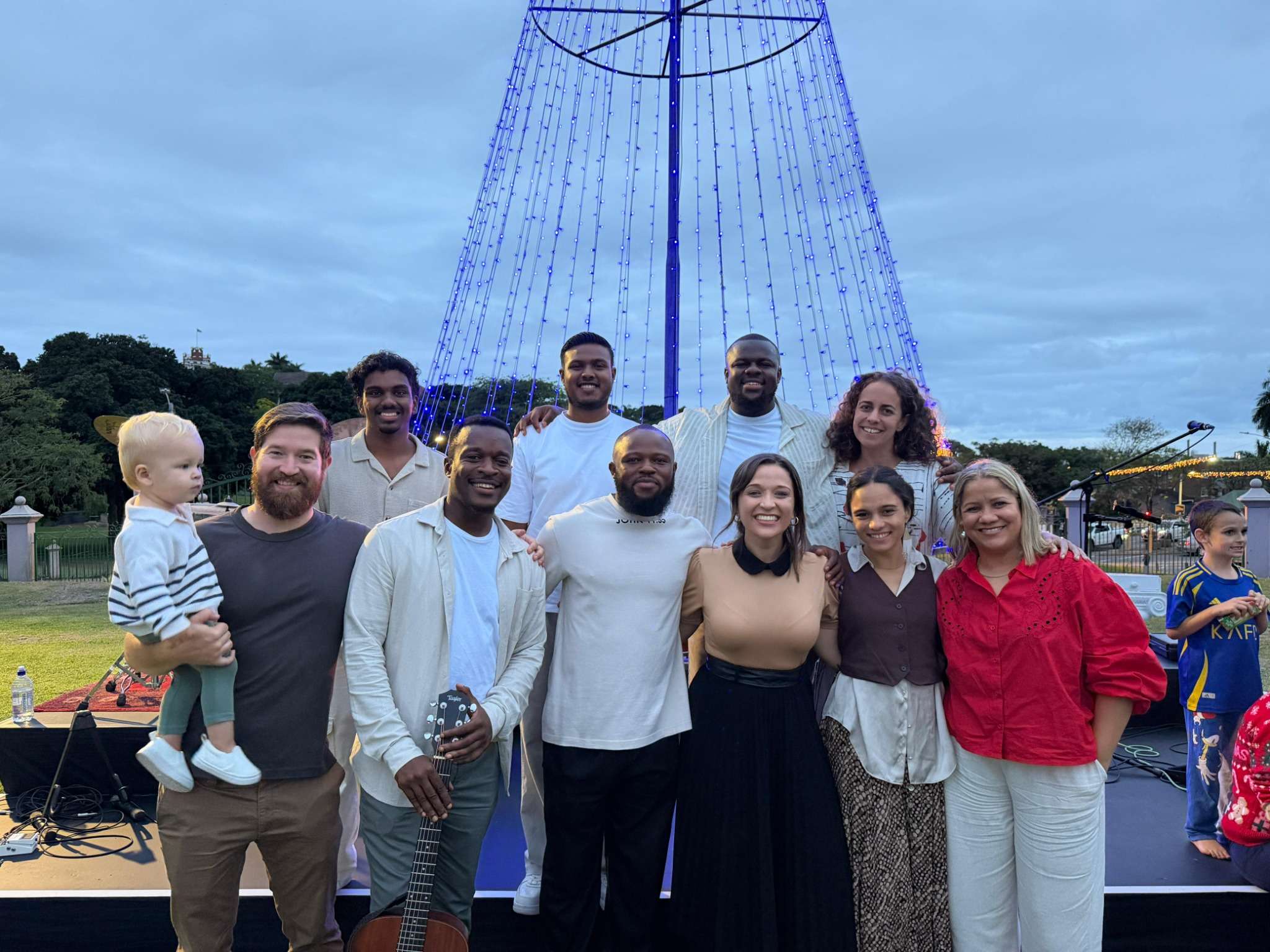 Group of young people at night event